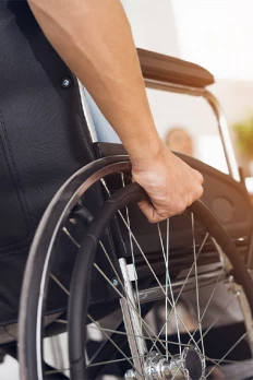 Man injured in a wheelchair